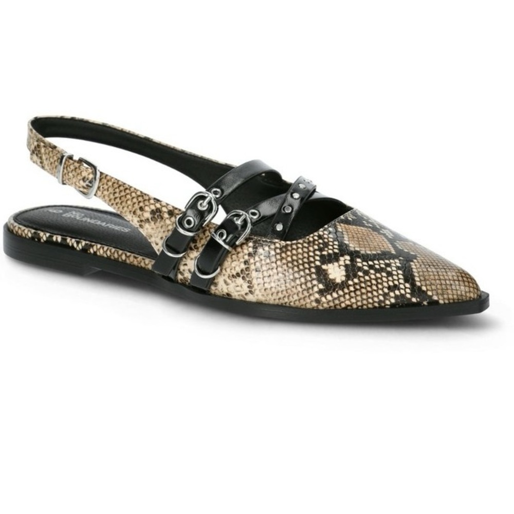 Pointed Slingback Flat in Snakeskin Print